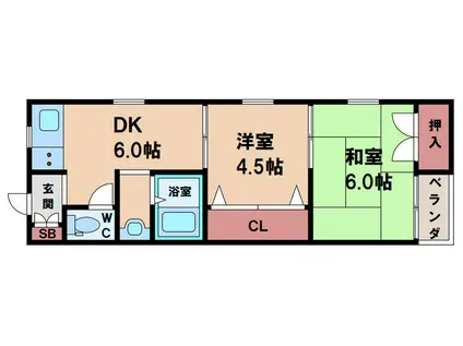 和光第6ハイツ(2DK/4階)の間取り写真