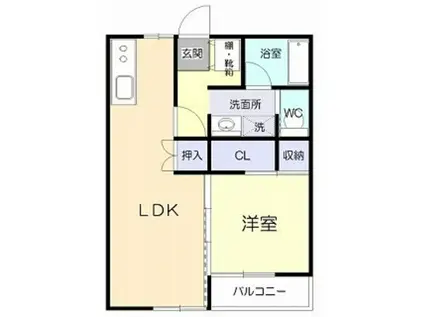 アメニティM&M(1LDK/1階)の間取り写真