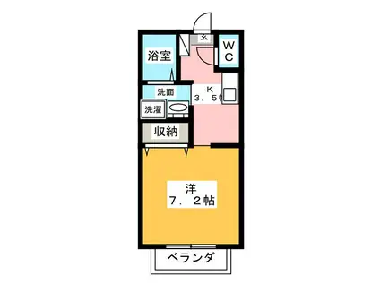 リバーハイム川井町(1K/1階)の間取り写真