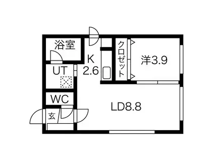 ラングル発寒(1LDK/3階)の間取り写真