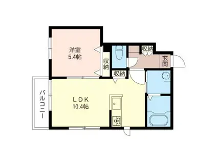 ボヌール武蔵小杉(1LDK/1階)の間取り写真