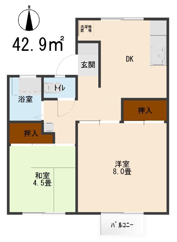 ハイツ圭(1LDK/2階)の間取り写真