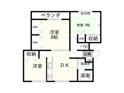 レインボーハウス勾当水(3LDK/3階)の間取り写真