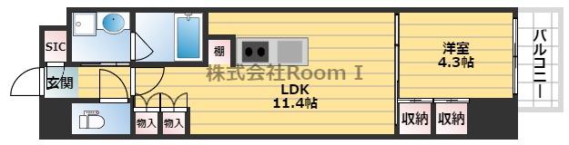 S-RESIDENCE大阪上本町(1LDK/6階)の間取り写真