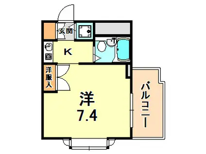 ジョイフル石屋川(1K/1階)の間取り写真