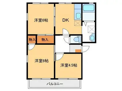 ポラードスワンC(3DK/1階)の間取り写真