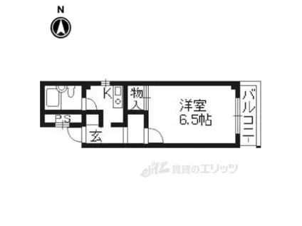 阪急京都線 洛西口駅 徒歩37分 3階建 築33年(1K/3階)の間取り写真