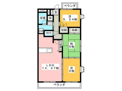 セレクト大岩(3LDK/3階)の間取り写真