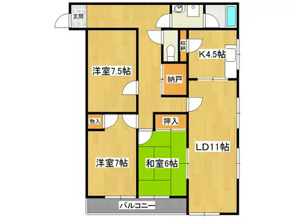 サンライフつくば(3LDK/3階)の間取り写真