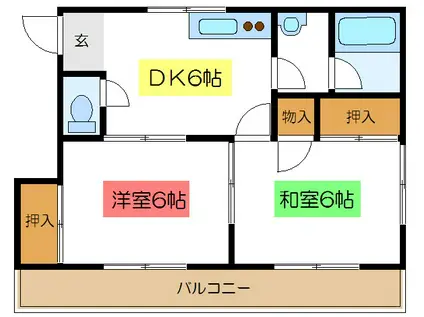 グリーンハイム西篠崎A棟(2DK/3階)の間取り写真