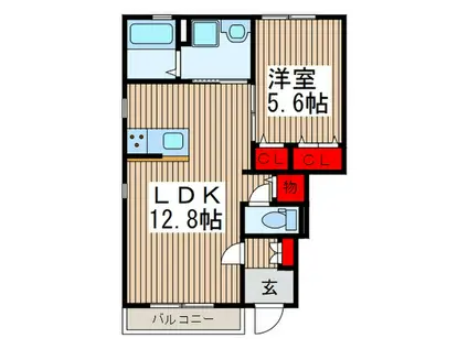 デュラカーサ・藤八I(1LDK/1階)の間取り写真