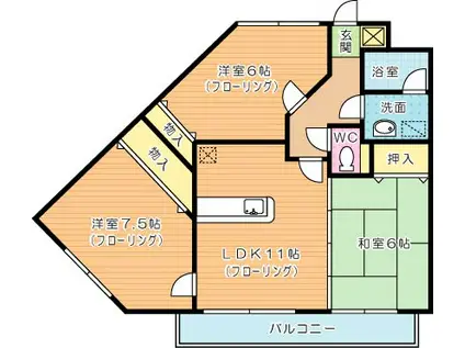 フィオレンティーナ(3LDK/14階)の間取り写真