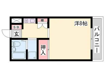 第7パークマンション(1K/2階)の間取り写真