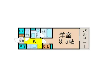 セレニティー大須(1K/8階)の間取り写真