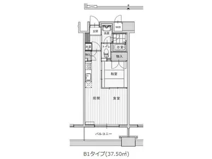 高砂ハイツ高崎西口(1LDK/4階)の間取り写真