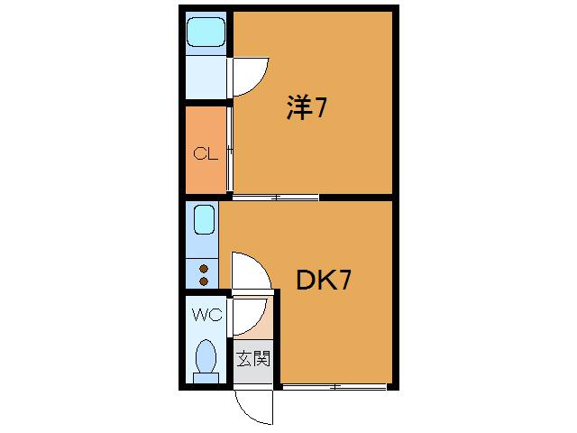 イズミハイツ(1DK/2階)の間取り写真