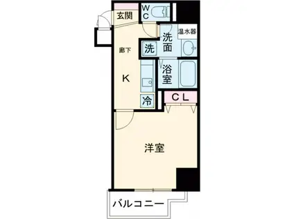 アドバンス三宮IIライズ(1K/9階)の間取り写真