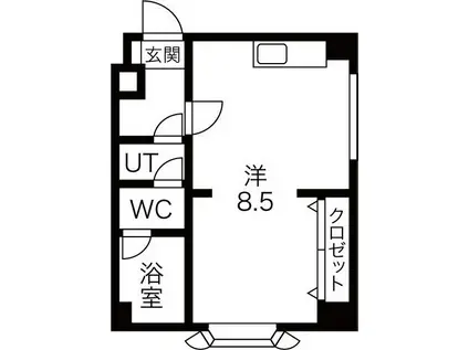 パレス東札幌(1DK/1階)の間取り写真