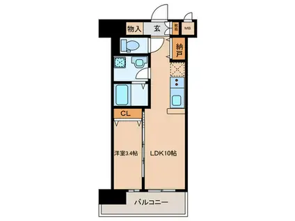 ザ・レジデンス黒崎駅南(1LDK/3階)の間取り写真