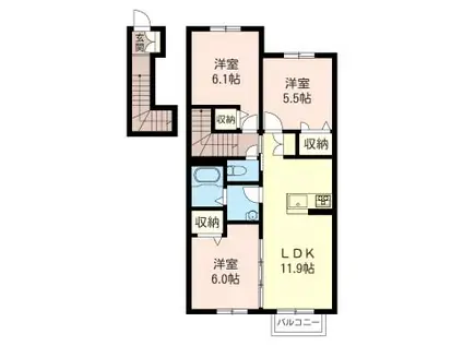 パピエーダ(3LDK/2階)の間取り写真