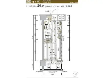 メインステージ東神奈川(1K/5階)の間取り写真
