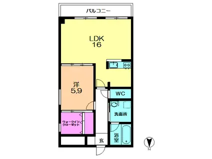 フロンティアビル(1SLDK/5階)の間取り写真