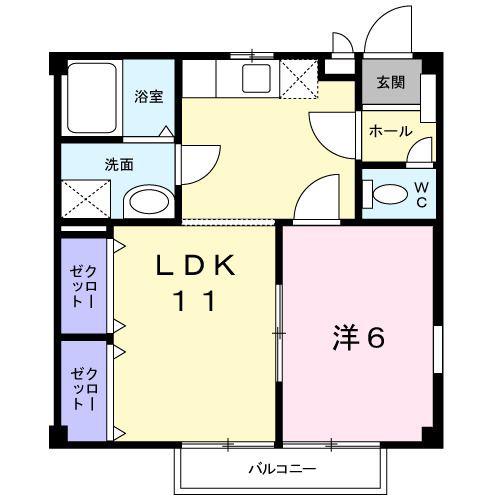 ラフォーレ大陽II(1LDK/2階)の間取り写真