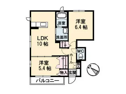 アルカディア深川(2LDK/1階)の間取り写真