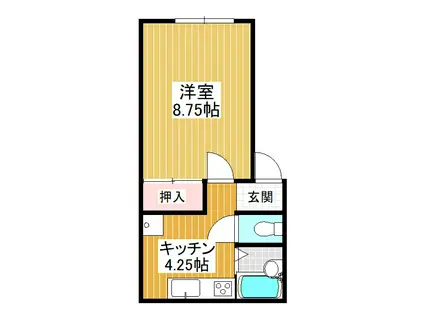 アップルハウス千富(1K/1階)の間取り写真