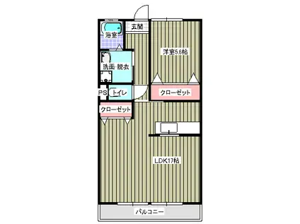 エトワール湯野(1LDK/2階)の間取り写真