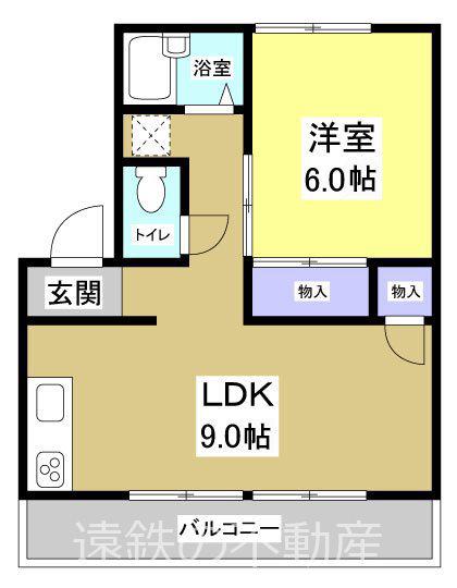 ウエストHILL21(1LDK/2階)の間取り写真