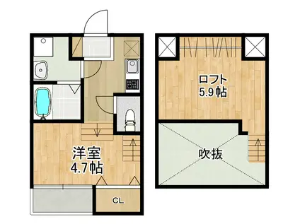 MODERN PALAZZO 戸石BRILLER(1SK/2階)の間取り写真