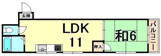 メゾンオオギ(1LDK/3階)の間取り写真