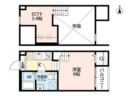 地下鉄東山線 本陣駅 徒歩9分 2階建 築9年(1K/2階)の間取り写真