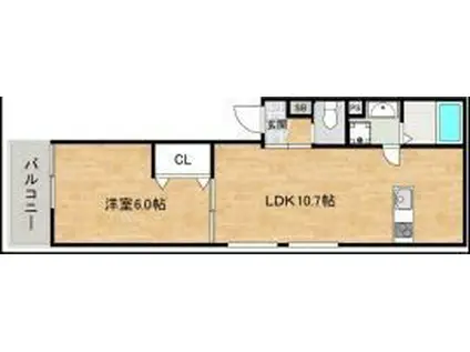 CLEAR植松(1LDK/1階)の間取り写真
