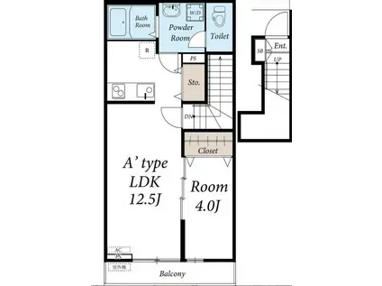 リブリ・SUN GREEN(1LDK/2階)の間取り写真