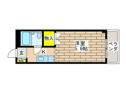 メゾンリバーサイド(1K/2階)の間取り写真