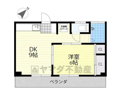 上の山ハイツ(1LDK/3階)の間取り写真