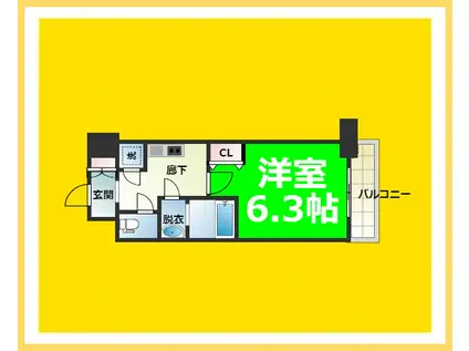 ファーストフィオーレ難波南パークサイド(1K/11階)の間取り写真