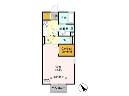 ラフィーネ(1K/1階)の間取り写真