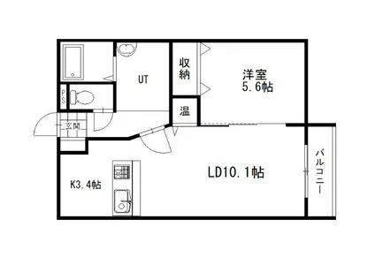 アビタパークサイド昭和中央(1LDK/2階)の間取り写真