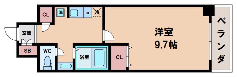アリヴィオ夕陽ヶ丘(1K/12階)の間取り写真