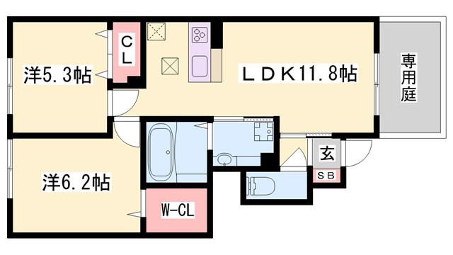 アネックス メイリン(2LDK/1階)の間取り写真