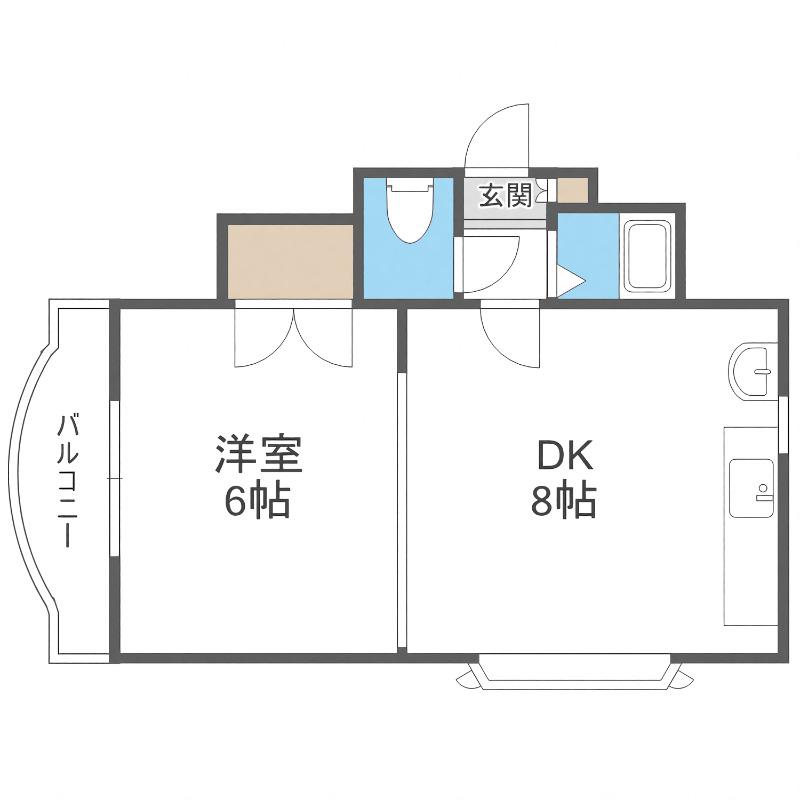 クリスタル(1LDK/3階)の間取り写真