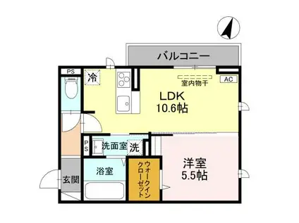 CLASSEUM幸西III(1LDK/2階)の間取り写真
