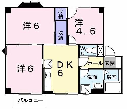 シャルマンハイムI(3DK/2階)の間取り写真