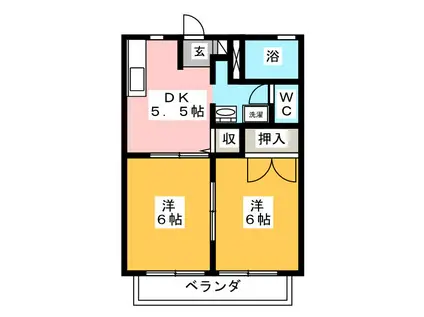 セフィラ丸山(2DK/2階)の間取り写真