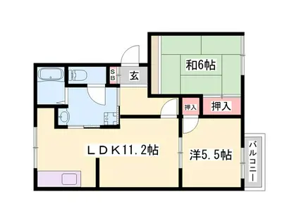 VANROCK立岡(2LDK/2階)の間取り写真