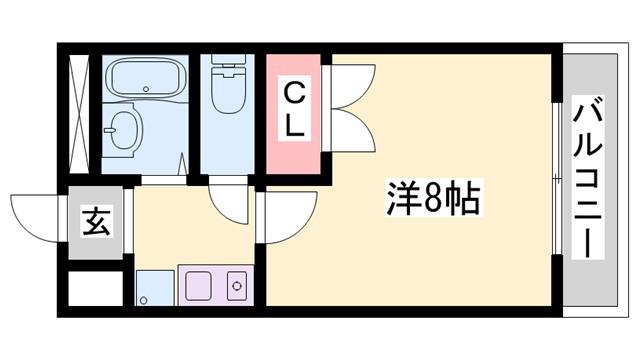 リバーサイド市川(1K/1階)の間取り写真