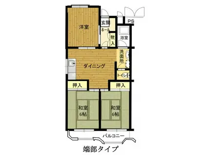 兵庫県公社 播磨城ノ宮1号棟(3DK/4階)の間取り写真